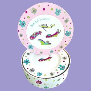 Set of 4 Vintage Rosanna “Sandal Season” Dessert/Salad Plates in original box.